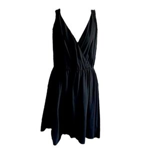 LOFT sleeveless black dress a-line v-neck flattering